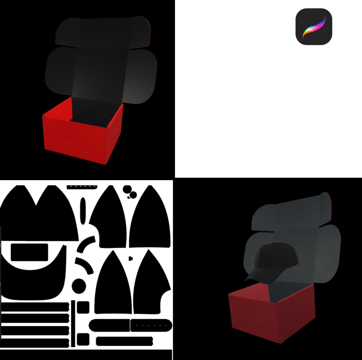 3D Hat and Box mockup